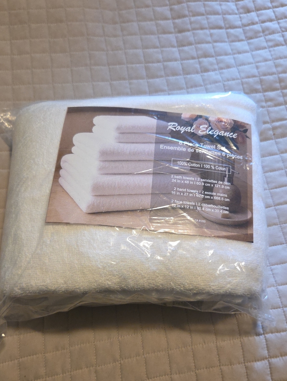 NWT White 6 Piece Cotton Towel Set